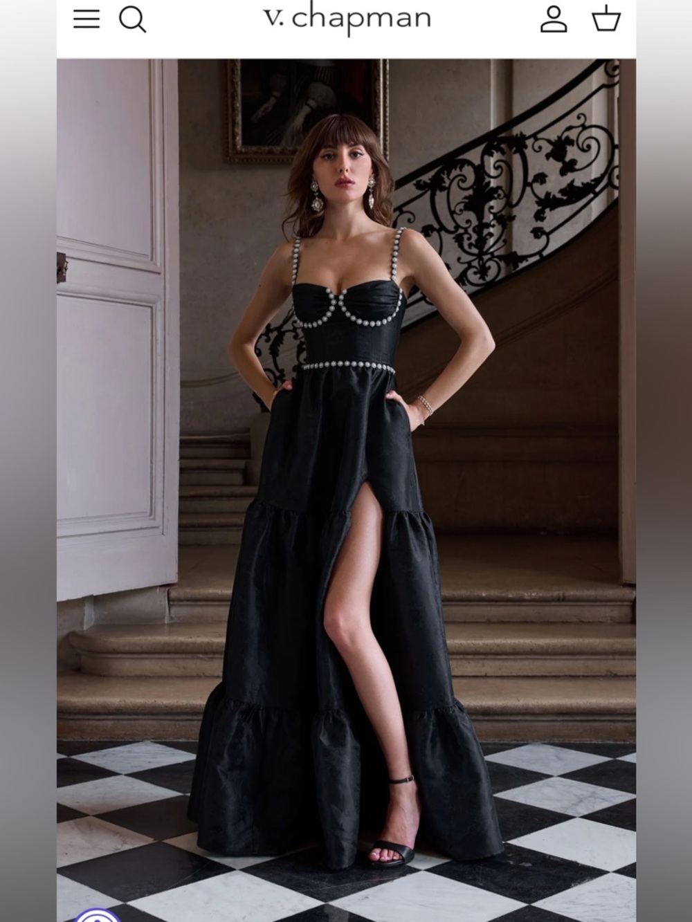 V. Chapman The Lucetta Dress in Black Windsor Brocade